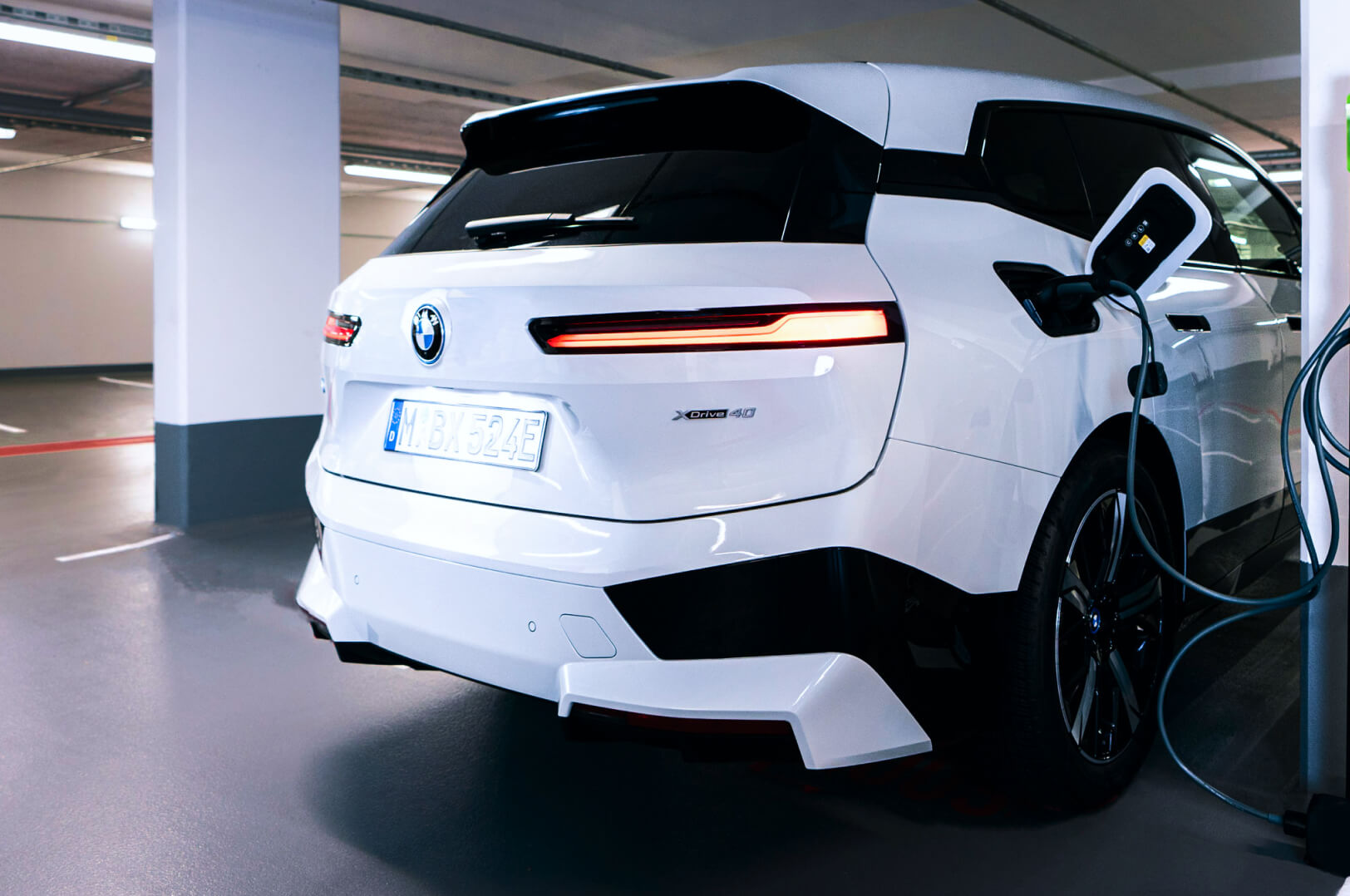 Underground parking garage in a multi-family building — the kind of site where HeyCharge and Vonovia are deploying EV charging.